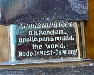 Vintage German Augusta Lift O Lite Table Lighter	2.5x1.75x3in	HxWxD
