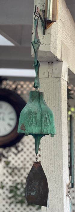 Vintage Paolo Soleri Bell Cosanti Arcosanti Cast Bronze Bell Windchime	Hang.  25 <br>Bell: 6 x 4.5 x 4	HxWxD
