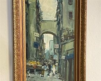 Original Art Street Scene Painting	Frame: 29 x 17 x 2.5	HxWxD
