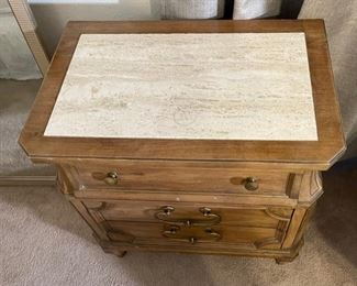 Thomasville Travertine Top 3 Drawer Nightstand SINGLE	26 x 25 x 16	HxWxD
