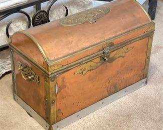 Vintage Heavy Copper & Brass Clad Chest	17 x 26 x 12	HxWxD

