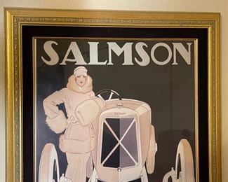 Vintage Salmson 10HP  Framed Poster Rene Vincent	Frame: 40 x 32 x 2	HxWxD

