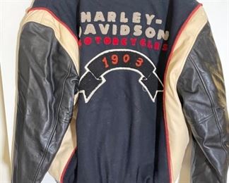 Harley Davidson 50 Year Anniversary Leather Varsity Bomber Jacket L	Size Large	
