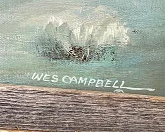 Original Art Wes Campbell An Un-Friendly Attitude Oil Painting Western Art	Frame: 25 x 35 x 1.5	HxWxD
