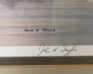 Signed Litho John W Taylor Framed Lithograph	Frame: 21.5 x 25	HxWxD
