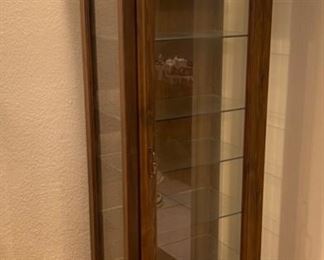 7 Shelf Glass Door Wood Display Cabinet	69x28x15	HxWxD
