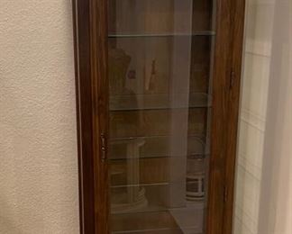 7 Shelf Glass Door Wood Display Cabinet	69x28x15	HxWxD
