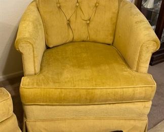 AS-IS 2pc Yellow Barrel Chairs PAIR	26x29x28	HxWxD
