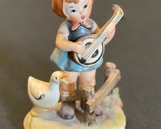 Erich Stauffer Porcelain Figurine  Girl w/ Instrument	4.5in H	
