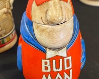 Vintage Budweiser Ceramarte Bud Man Beer Stein	8in H	
