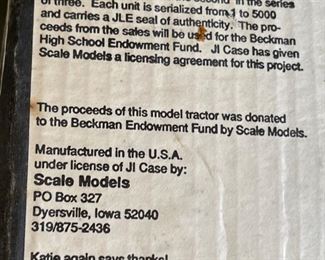 JLE Scale Models Case CC 1:16 Die Cast Model Limited Edition	Box: 6x10x7in	HxWxD
