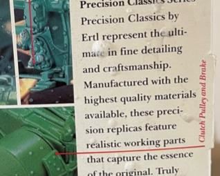 ERTL John Deere Model A Tractor 560 PRECISION SERIES 1:16 Die Cast Model	Box: 8x10x8in	HxWxD
