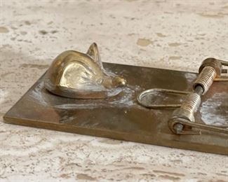 Vintage Brass Mouse Trap Paperweight Mousetrap	1x2.25x5.25in	HxWxD
