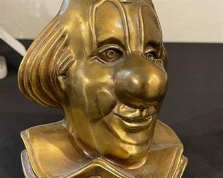 2 Bronze Clown Head  Sculpture’s	1)5x4x5.5 inches. 2) 4.5x3.5x5.5 inches	
