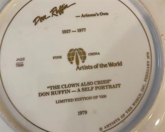 1979 Don Ruffin Artists Of The World Collectors Plate "The Clown Also Cries"	10.25 inches in diameter	

