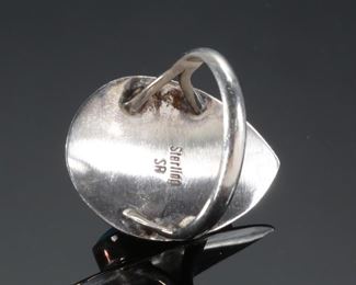 Vintage Zuni Multi Gemstone Inlay Teardrop Sterling Silver Ring SR Size: 6.75 Native American 	Size 6.75in Center-stone: 15x11mm	