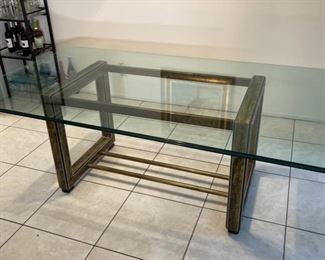 1970s Vintage Bernhard Rohne Mastercraft Dining Table Brass Acid Etched & Black Lacquer William Doezema	30x48x84in	HxWxD
