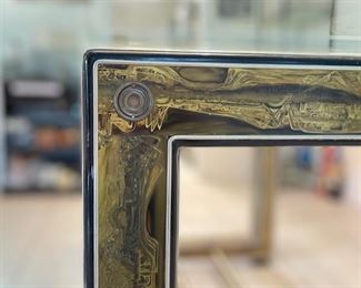 1970s Vintage Bernhard Rohne Mastercraft Dining Table Brass Acid Etched & Black Lacquer William Doezema	30x48x84in	HxWxD
