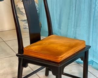 6pc Chin Hua Dining Chairs  Black by Raymond K. Sobota  Century Furniture Chinoiserie Vintage 1970s	Armchair: 40x22x22in	HxWxD
