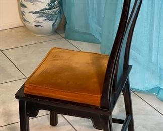 6pc Chin Hua Dining Chairs  Black by Raymond K. Sobota  Century Furniture Chinoiserie Vintage 1970s	Armchair: 40x22x22in	HxWxD
