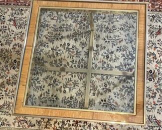 Vintage 1970s Nesting Coffee Table Gold Chrome & Glass W/ Chairs MAISON CHARLES	Table: 17x35x35in	HxWxD
