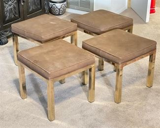 Vintage 1970s Nesting Coffee Table Gold Chrome & Glass W/ Chairs MAISON CHARLES	Table: 17x35x35in	HxWxD
