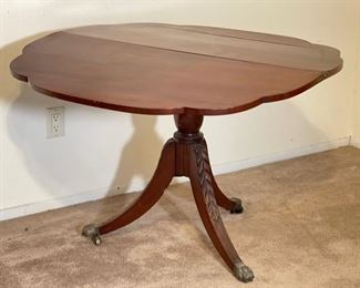 Antique Folding Gate Leg Demilune Table Claw foot	29x38x18.5in	HxWxD
