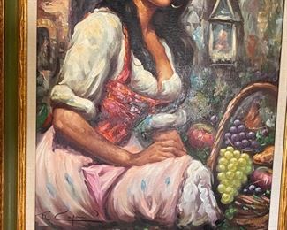 Original Art Remo Capone Sicilian Beauty Oil Painting	Frame: 44x32x2in	HxWxD
