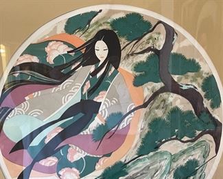Signed Litho Miharu Lane Breezy Day Art Lithograph Asian Japanese	26.5x26.5in	
