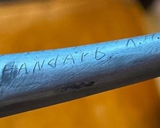 Vintage Norwegian  Drinking Horn of Tokke Tinn  Signed Pewter	8x3x12in	HxWxD
