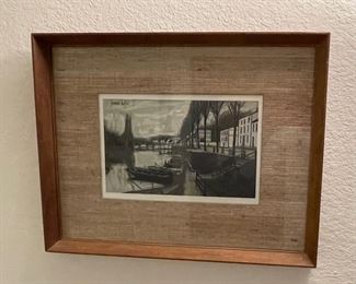 Vintage Bernard Buffet 55 Framed Lithograph French Village River Scene Litho	Frame: 13 x 16 x 1.5	HxWxD

