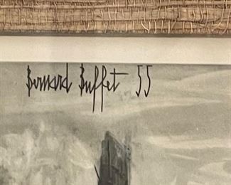 Vintage Bernard Buffet 55 Framed Lithograph French Village River Scene Litho	Frame: 13 x 16 x 1.5	HxWxD
