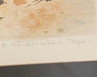 Signed Litho Hilda Chancellor Pope Boats on Beach	Frame: 19 x 25 x 1	HxWxD
