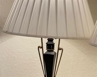 2pc Vintage Brass & Black Trophy Lamps PAIR	31 high by 20 inches diameter	
