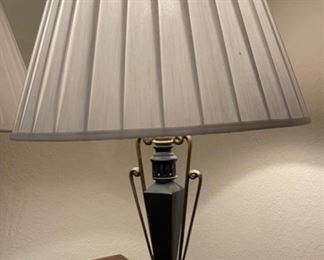 2pc Vintage Brass & Black Trophy Lamps PAIR	31 high by 20 inches diameter	
