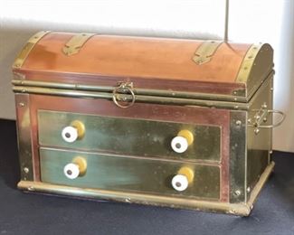 Vintage Copper & Brass Clad Jewelry Chest	10 x 15 x 8.5	HxWxD
