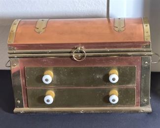 Vintage Copper & Brass Clad Jewelry Chest	10 x 15 x 8.5	HxWxD
