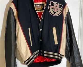 Harley Davidson 50 Year Anniversary Leather Varsity Bomber Jacket L	Size Large	
