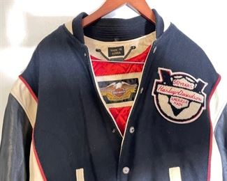 Harley Davidson 50 Year Anniversary Leather Varsity Bomber Jacket L	Size Large	
