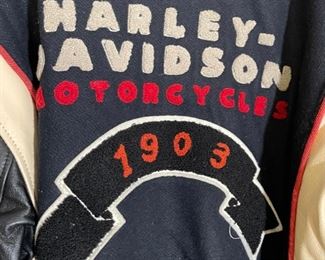 Harley Davidson 50 Year Anniversary Leather Varsity Bomber Jacket L	Size Large	
