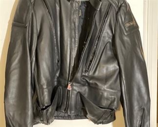 Hein Gericke Black Leather Motorcycle Riding Jacket	Size: 46 (XL)	
