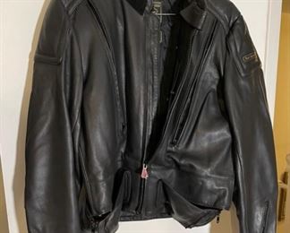 Hein Gericke Black Leather Motorcycle Riding Jacket	Size: 46 (XL)	
