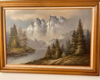 Original Art R. Wise Mountain Landscape Painting	Frame: 31 x 43 x 2	HxWxD
