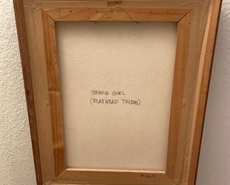 Original Art Flors Native American Young Girl Flathead Tribe 1975	Frame: 28 x 22.5 x 3	HxWxD
