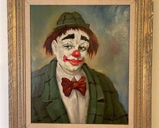 Original Art Clown Albert Val Oil Painting	32 x 28 x 2	HxWxD
