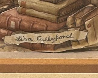 Original Art Lisa Cullyford The Bookstore  Vue d’Optique	Frame: 8.75x10.75x2in	HxWxD
