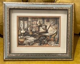 Original Art Lisa Cullyford The Printers Shop Vue d’Optique	Frame: 11.25x14x1in	HxWxD

