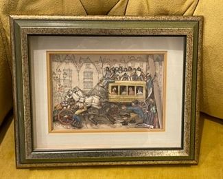 Original Art Lisa Cullyford Saturday Shoppers Vue d’Optique	Frame: 11.25x14x1in	HxWxD
