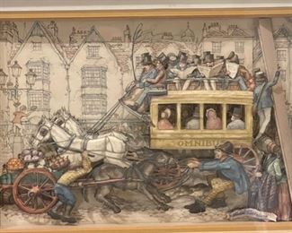 Original Art Lisa Cullyford Saturday Shoppers Vue d’Optique	Frame: 11.25x14x1in	HxWxD
