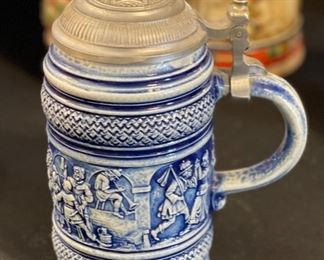 Vintage German Gerz Beer Stein Cobalt BLUE	7in H	